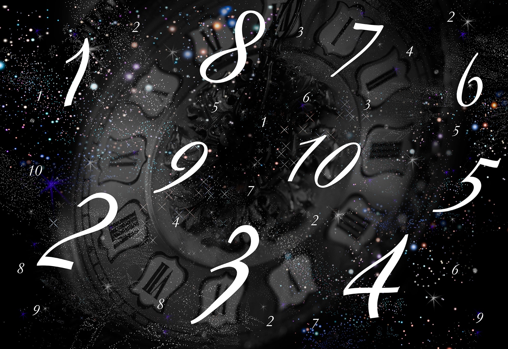 Abstract numerology art with numbers and stars - Star Magic Healing