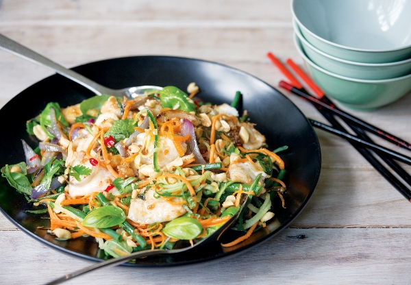 Asian Warm White Fish Salad - Star Magic Healing